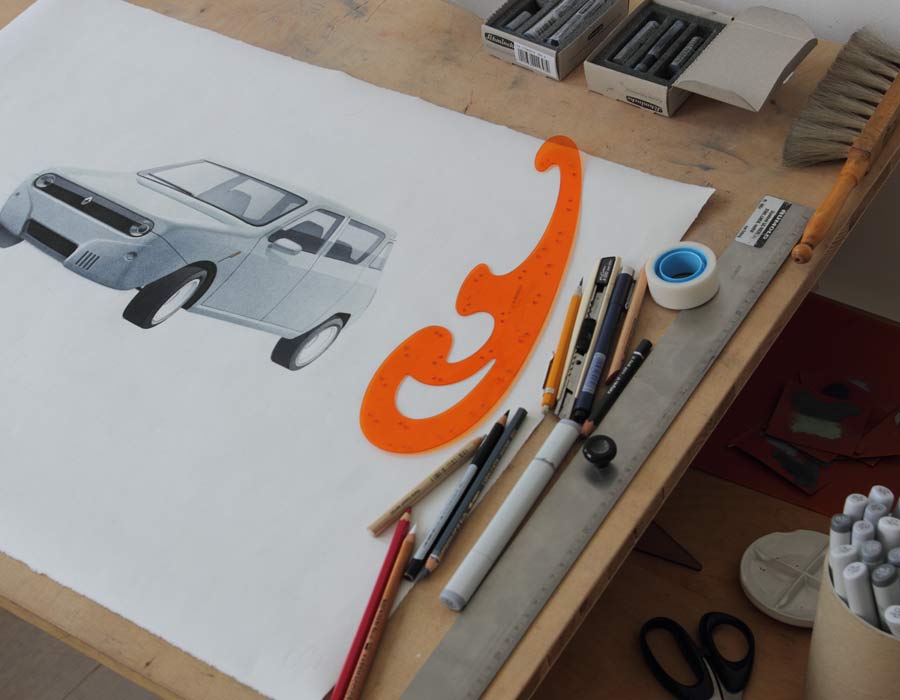 Compact car Renault 4 E drawing
