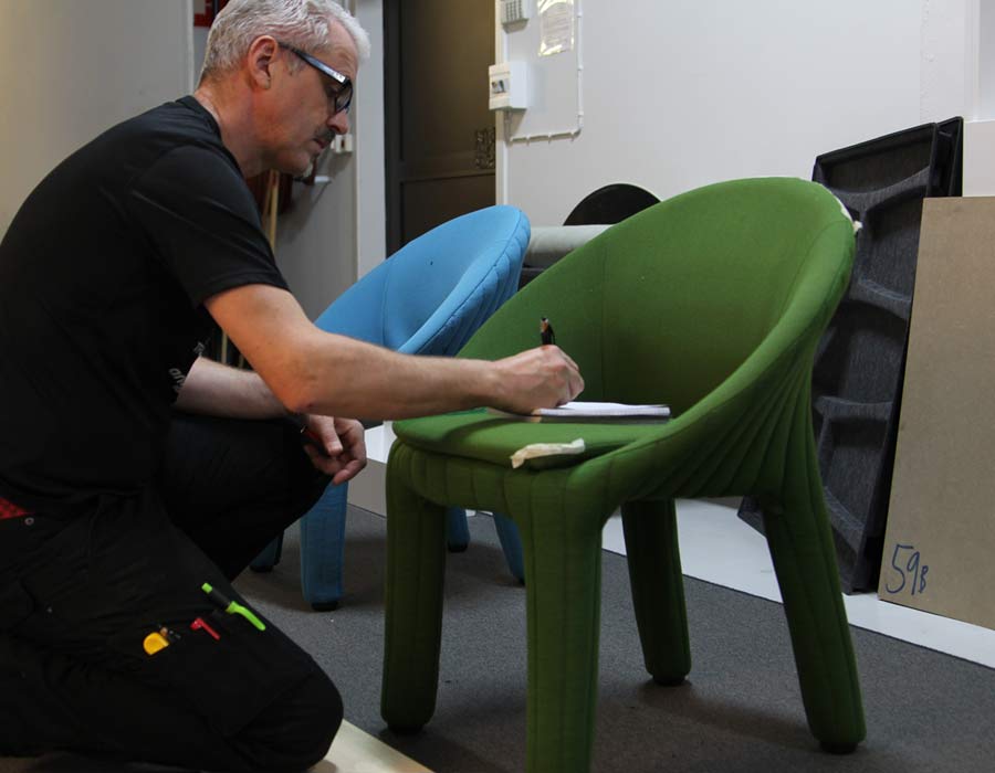 Offecct easy chair coupe - designer Marcus Keichel at work on the easy chair