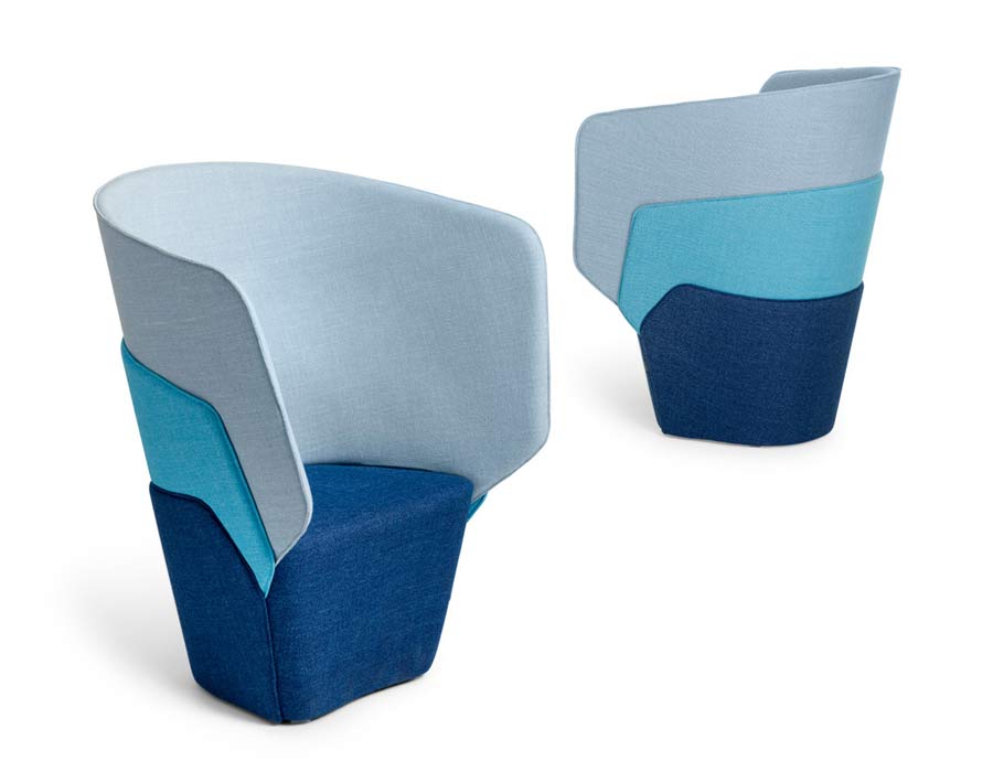 Offecct easy chair Layer - 2 easy chairs in blue, turquoise and grey