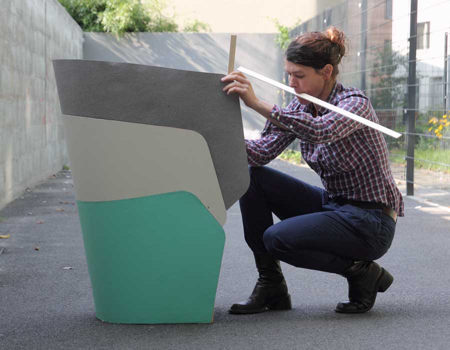 Offecct easy chair Layer - designer Julia Läufer working on the easy chair