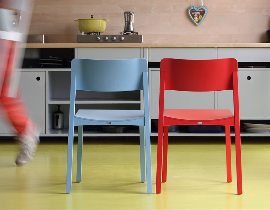 thonet-chair-330-blue and red chair in kitchen interior